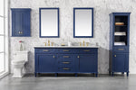 Blue Finish Double Sink Vanity Cabinet with Carrara White Top, 72", Legion Furniture, WLF2272-B