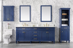 Blue Finish Double Sink Vanity Cabinet with Carrara White Top, 80", Legion Furniture, WLF2280-B
