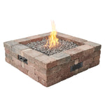 Bronson Gas Fire Pit Kit, Square, Brick Lava & Rock, 51.25x51.25", The Outdoor GreatRoom Company , BRON5151-K