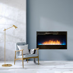 Nexfire Linear Electric Fireplace W/ LED Lights, Remote & Crushed Glass, 34" 50" 74", White Mountain Hearth, EBL34