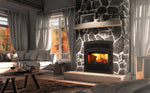 Lafayette II Wood Burning Fireplace, Single Door, 36", Black, Valcourt, FP10R