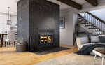 Waterloo High Efficiency Wood Fireplace, Double Door, Dry Cordwood, 95,000 BTU, 50", Black, Valcourt, FP15