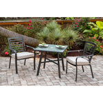 Pemberton 3-Piece Outdoor Dinning Set, 2 Dining Chairs W/ Cushion & 30" Square Glass Table, Hanover, PEMDN3PCG
