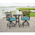 Traditions 3-Piece High-Dining Bistro Set, 2 Swivel Chairs & Cast-Top Table, Hanover, TRAD3PCSWBR-BLU