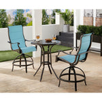 Traditions 3-Piece High-Dining Bistro Set, 2 Padded Swivel Counter-Height Chairs & 30" Cast-Top Table, Hanover, TRADDN3PCPDBR-BLU