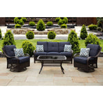 Orleans 4-Piece All-Weather Patio Set, 2 Swivel Gliders & Sofa + Coffee Table , Hanover, ORLEANS4PCSW-G-NVY