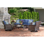 Strathmere 4-Piece Steel Frame Lounge Set, 2 Sofa Chair & Sofa + Glass-Top Dinning Table, Hanover, STRATH4PCSW-S-GRN