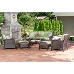 Strathmere 6-Piece Wicker Lounge Set, 2 Sofa Chair & Sofa W/ 2 Sofa Seat + Glass-Top Coffee Table,  Hanover Strathmere, STRATH6PC-S-GRN