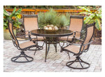 Monaco 5-Piece Outdoor Dinning Set, 4 Sling Swivel Rockers &  48" Round Glass Top Table, Hanover , MONDN5PCSWG