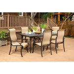 Brigantine Dining Set Expandable Cast-Top Dining Table + 6 Chairs Cast Tan, Hanover, BRIGDN7PC-EX