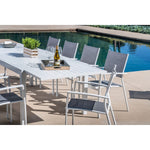 Del Mar 9-Piece Outdoor Dining Set, 8 Sling Chairs + 40x118" Expandable Dining Table, Hanover,  DELDN9PC-WW