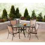 Fontana 5-Piece Outdoor Dining Set, 4 Sling Chairs & Cast-Top Table, Hanover, FNTDN5PCC