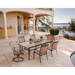 Fontana Outdoor 7-Piece Dining Set, 2 Swivel Chair and 4 Stationary Chair & Large Tile-Top Dining Table, Hanover, FNTDN7PCSWTN-2