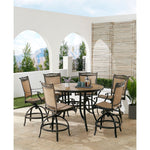 7-Piece High-Dining Set, 6 Counter-Height Swivel Chairs & Tile-Top Table, Hanover Fontana, FNTDN7PCPBRTN