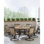 Fontana Outdoor Dining Set 7-Piece, 6 Sling Swivel Rockers & Tile-Top Table, Hanover , FNTDN7PCSW6RDTN.