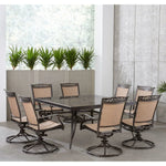 Fontana 9-Piece Outdoor Dining Set, 8 Sling Swivel Rockers & 60-In. Square Glass-Top Table, Hanover, FNTDN9PCSWSQG