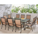 Manor 11-Piece Patio Dining Table Set , 10 Sling Chairs + 60x84" Cast Table, Rectangular, Hanover, MANDN11PC