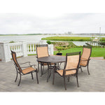 Manor 5-Piece Outdoor Dining Set, 4 Sling Dining Chairs & 48" Round Cast Table, Hanover, MANDN5PC