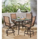 Manor 5-Piece High-Dining Set, 4 Contoured Swivel Chairs & 42" x 42" Cast-Top Table, Hanover, MANDN5PCSQBR