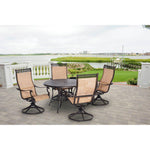 Manor 5-Piece Outdoor Dining Set, 4 Swivel Rockers & Cast-Top Table Hanover, MANDN5PCSW-4