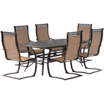 Manor 7-Piece Dining Set, 6 C-Spring Chairs & 72" x 38" Cast-Top Dining Table, Hanover, MANDN7PCSP