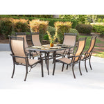 Manor 7-Piece Outdoor Dining Set, 6 Dining Chairs & 72" x 38" Cast-Top Dining Table, Hanover, MANDN7PC