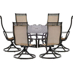 Manor 7-Piece Outdoor Dining Set, 6 Swivel Rockers & Large 60" Round Cast-Top Dining Table, Hanover, MANDN7PCSWRD6