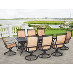 Manor 9-Piece Outdoor Dining Set, 8 Sling Swivel Rockers, 42" x 84" Cast Table, Hanover, MANDN9PCSW-8