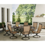 Manor 9-Piece Outdoor Dining Set, 8 Sling Swivel Rockers &  96" x 60"  Oval Cast Table, Hanover, MANDN9PCOVSW8