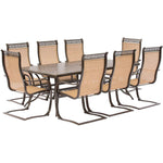 Manor 9-Piece Dining Set, 8 C-Spring Chairs & 84" x 42" Cast-Top Dining Table, Hanover, MANDN9PCSP