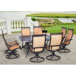 Manor 9-Piece Outdoor Dining Set, 8 Swivel Rockers & Large Square Table, Hanover, MANDN9PCSWSQ-8