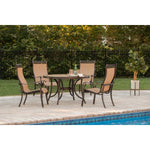 Monaco 5-Piece Outdoor Dining Set, 4 Sling Dining Chairs & 51" Round Tile Top Table, Hanover, MONACO5PC