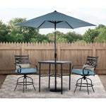 Montclair 3-Piece High-Dining Set, Hanover2 Swivel Chairs & 33" Square Table W/ 9-Ft. Umbrella, Hanover MCLRDN3PCBRSW2-SU-B