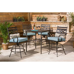 Montclair 5-Piece High-Dining Patio Set, 4 Swivel Chairs & 33" Counter-Height Dining Table, Aluminium Frame, Hanover MCLRDN5PCBR-BLU