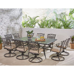 Traditions 11-Piece Outdoor Dining Set, 10 Swivel Rockers & Extra-Long Cast-top Dining Table, Hanover, TRADDN11PCSW10