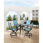 Traditions 5-Piece Outdoor High-Dining Set, 4 Swivel Counter-Height Chairs & 42" Cast-Top Table, Hanover, TRADDN5PCPDSQBR-BLU