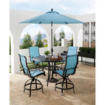 Traditions 5-Piece Outdoor High-Dining Set, 4 Swivel Counter-Height Chairs & 56" Cast-Top Table W/ 9-Ft. Umbrella, Hanover, TRADDN5PCPDBR-SU-B