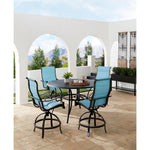 Traditions 5-Piece Outdoor High-Dining Set, 4 Swivel Counter-Height Chairs & 56" Cast-Top Table, Hanover, TRADDN5PCPDBR-BLU