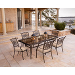 Traditions 7-Piece Outdoor Dining Set, 6 Outdoor Dinning Chairs & Extra Large Glass-Top Dining Table, Hanover, TRADDN7PCG