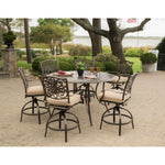 Traditions 7-Piece Outdoor High-Dining Set, 6 Swivel Chairs & 56" Cast-Top Table, Hanover, TRADDN7PCBR