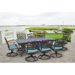 Traditions 9-Piece Outdoor Dining Set , 8 Swivel Rockers & 84" x 42" Cast-top Rectangle Table, Hanover, TRAD9PCSW8-BLU