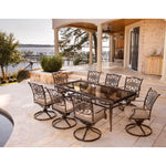 Traditions 9-Piece Outdoor Dining Set, 8 Swivel Rockers & Glass-Top Dining Table, Hanover, TRADDN9PCSWG