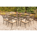 Traditions 9-Piece Outdoor Dining Set, 8 Stationary Dining Chairs & 60" Square Glass-Top Dining Table, Hanover, TRADDN9PCSQG