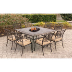 Traditions 9-Piece Outdoor Square Dining Set 8 Stationary Dinning Chairs, 60" X 60" Cast-Top Dining Table, Hanover, TRADDN9PCSQ