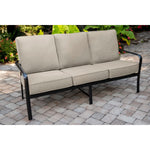Cortino Commercial Aluminum Sofa with Sunbrella Cushion, Hanover, Gunmetal & Ash, CORTSOFA-GMASH