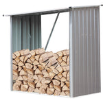Indoor/Outdoor Galvanized Steel Woodshed Storage Rack Holds up to 55 CU. FT. of Stacked Firewood , Dark Gray, Hanover , HANWDSHDLG-GRY