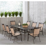 Fontana Outdoor 9-Piece Dining Set, 8 Sling Chairs + Cast-Top Table, Hanover,  FNTDN9PCC
