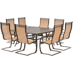 Manor 9-Piece Outdoor Dining Set, 8 C-Spring Chairs & Large Square Table,  Hanover, MANDN9PCSQSP