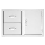 Summerset Access Door & Double Drawer Combo with Masonry Frame , Stainless Steel, 33", SSDC2-33M