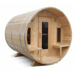 6-8 Person Tranquility Barrel Sauna, Canadian Timber, Dundalk, CTC2345W, with Front Porch
